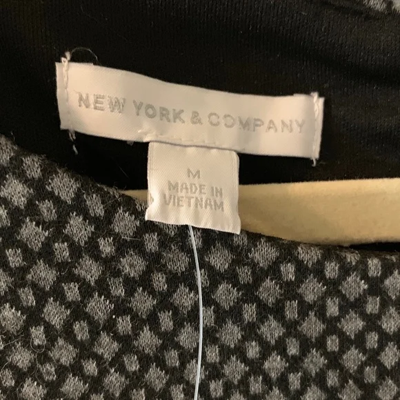 NY & COMPANY Dress Sheath Abstract Knit Retro Sleeveless Gray Black Medium - Picture 8 of 8